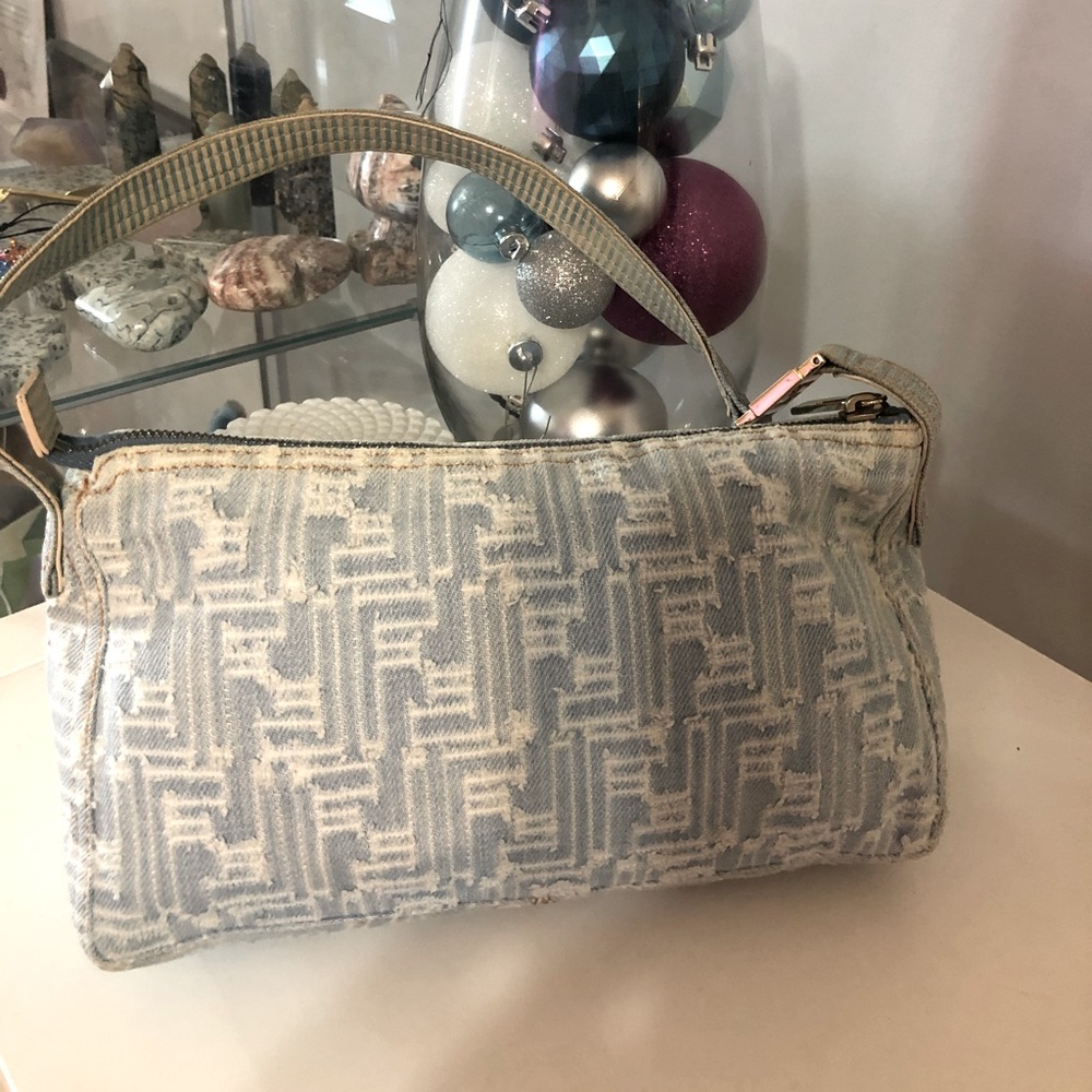 Authentic FENDI pochette in denim light blue colour